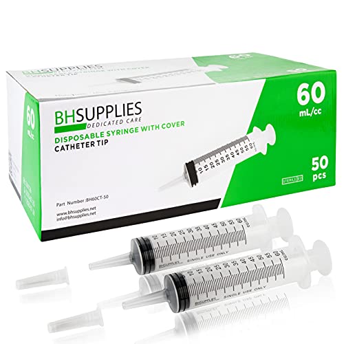 Photo 1 of **DAMAGED PACKAGE**60ml Syringe Catheter Tip Sterile with Covers - 50 Syringes by BH SUPPLIES - (No Needle) Individually Sealed - Multiple Use Applications. Feeding, Dis