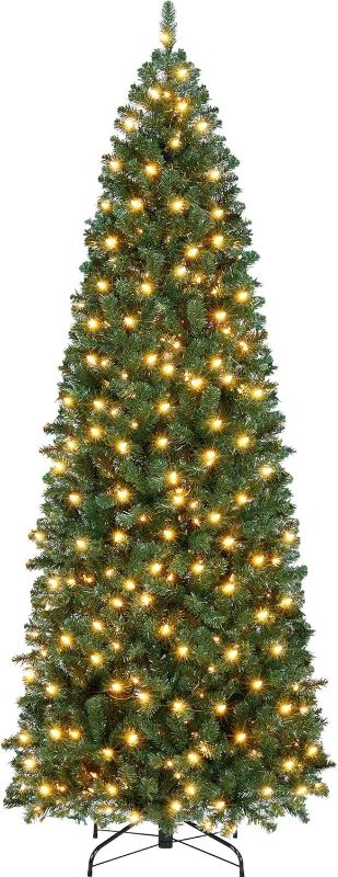 Photo 1 of ***LIGHTS DO NOT WORK***7.5ft Pre- Pencil Christmas Tree, 663 Tip Artificial Xmas Tree ***LIGHTS DO NOT WORK***