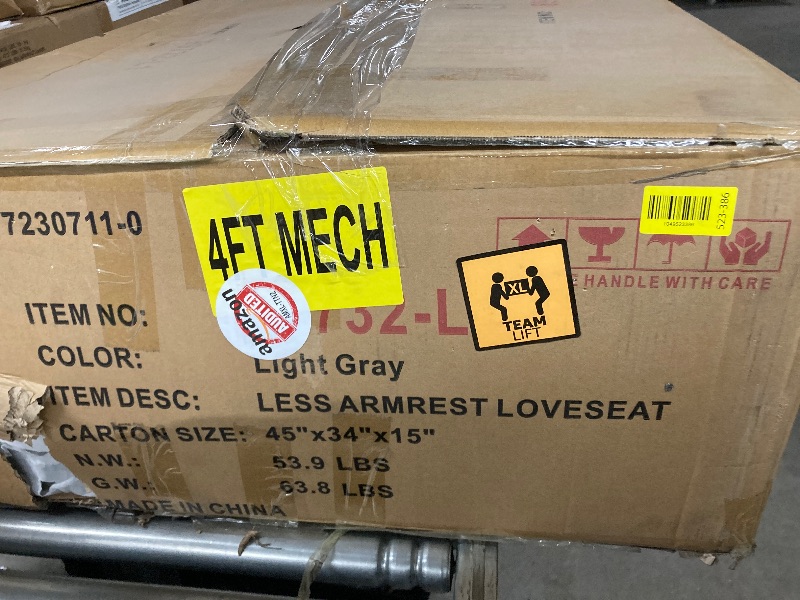 Photo 1 of Benjara Nel 64 Inch Loveseat with Soft Linen, Metal Legs, Solid Wood, Gray and Chrome