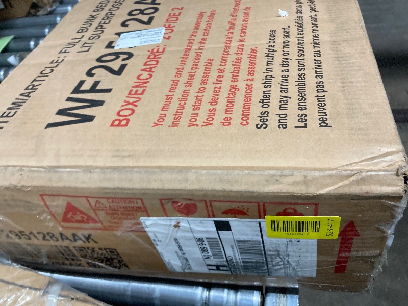 Photo 1 of **BOX 2 OF 2 ONLYH/INCOMPLETE SET***Full Over Full Bunk Bed with Trundle and Ladder for Kids Bedroom,Wood Bed Frame with Safety Rails,Convertible to 2 Bed,No Box Spring Needed,White