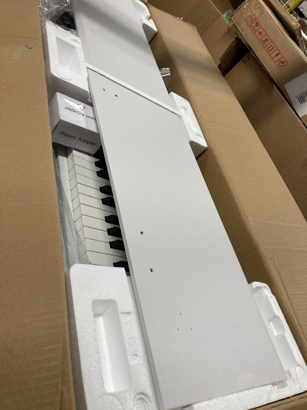 Photo 1 of Donner DEP-20 Beginner Digital Piano 88 Key Full Size Weighted Keyboard, Portable Electric Piano with Furniture Stand, 3-Pedal Unit, White