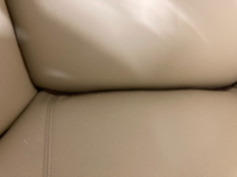 View 2 of ***RIP ON BOTTOM. MISSING LEGS -SELLING AS IS ONLY*** 
Benjara Diana Accent Chair, 2 Tone, Leather, Cream, Taupe Brown and Chrome 
 ***(SOME DUST RESIDUE, NOT IN BOX)***