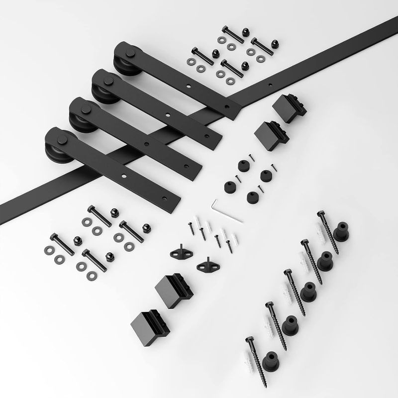 Photo 1 of ***HARDWARE ONLY INCLUDED***NO DOORS***SMARTSTANDARD 6FT Heavy Duty Double Door Sliding Barn Door HARDWARE KIT,Smoothly and Quietly-Easy to Install-Includes Step-by-Step Installation Instruction Fits 18" Wide Door Panel***HARDWARE ONLY INCLUDED***NO DOORS