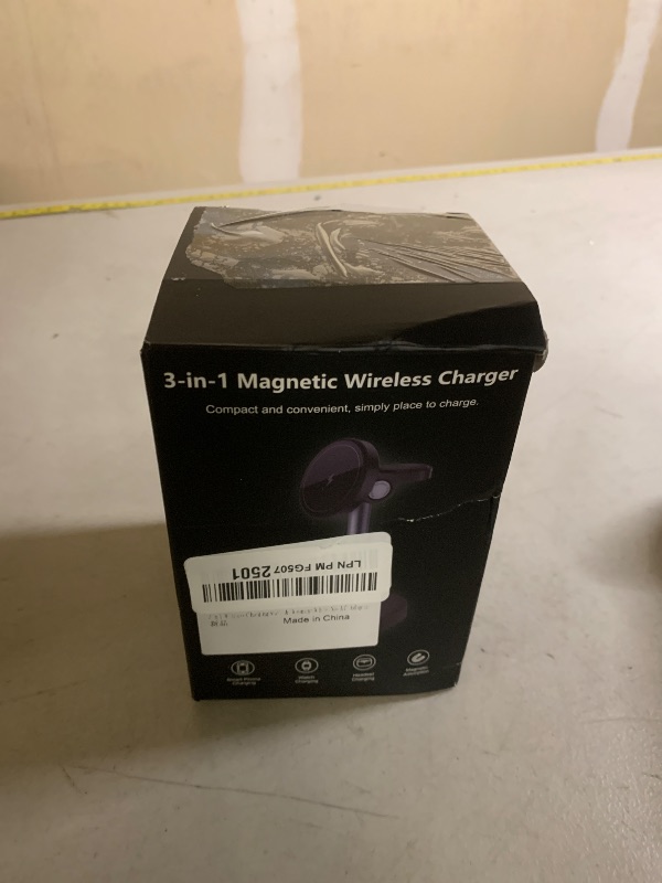 Photo 1 of 3 in 1 Wireless Charging Station for Apple Devices, 15W Fast Magnetic Charger Nighstand for Bedrooms, iPhone 17 Air 16 15 14 13 12 11 Series, Apple Watch, Airpods, Gifts for Men & Women(No AC Adapter)