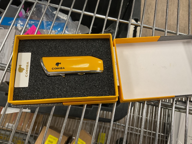 Photo 1 of Lighter Torch Metal Windproof 3 Jet Blue Flame Torch Cigarette Lighters Cigar (Classic Yellow)