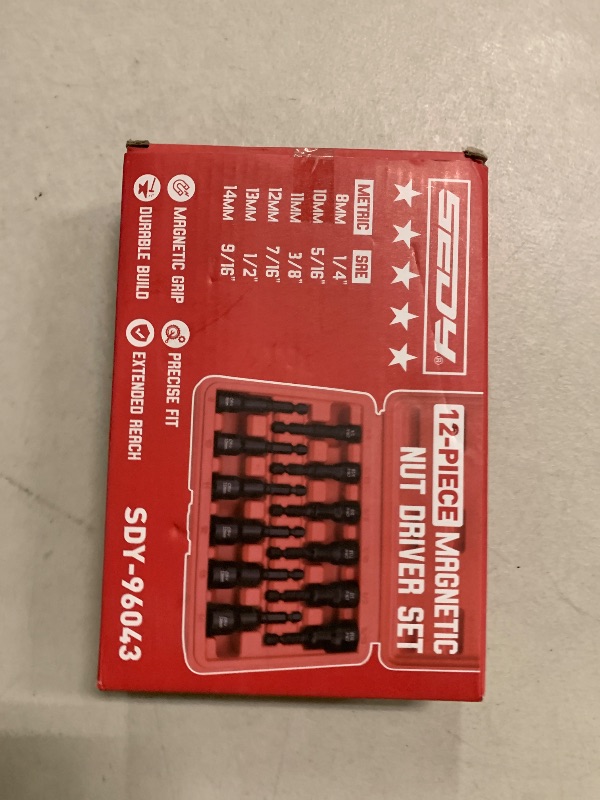 Photo 1 of 12-Piece Magnetic Nut Driver Set - Premium Impact Power Hex Nut Driver Drill Bit Master Kit, SAE & Metric, 1/4-Inch Quick-Change
