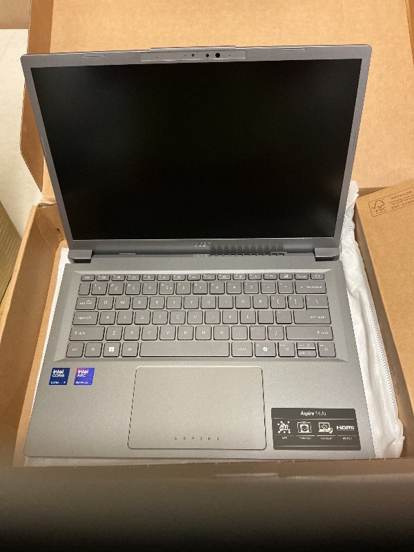 Photo 1 of acer Aspire 14 AI Copilot+ PC | 14" WUXGA Display | Intel Core Ultra 7 Processor 256V | NPU: Up to 47 Tops - GPU: Up to 64 Tops | Intel ARC 140V | 16GB LPDDR5X | 1TB SSD | Wi-Fi 6E | A14-52M-72S0