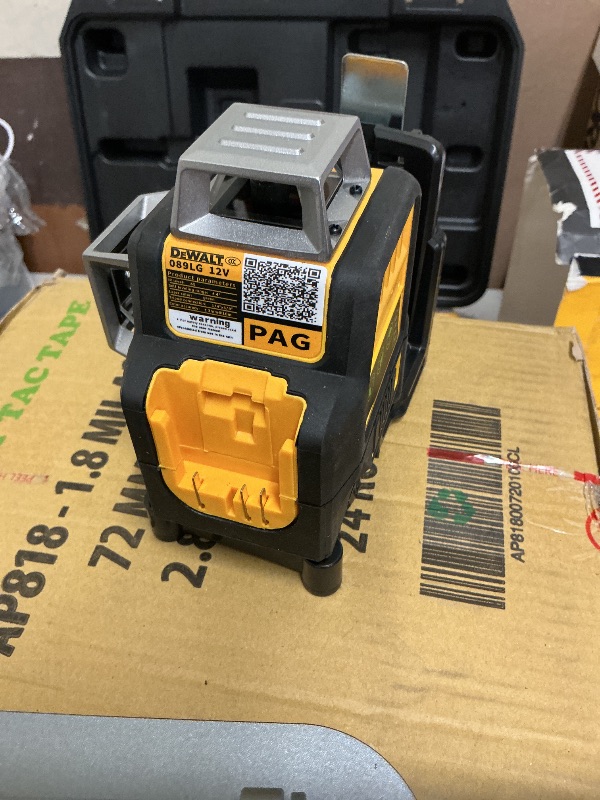 Photo 1 of DEWALT Laser Level 360 Self Leveling, 3 Way Green Laser Leveler Tool 12V MAX with 2.0Ah Battery, Charger and Durable Carrying Case, 100 Ft, Tripod Compatible (DW089LG)