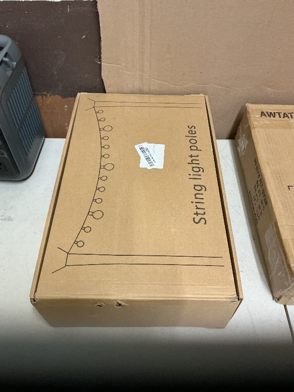 Photo 1 of 10Ft String Light Poles 4 Pack,Light Poles for Outside Lights,Outdoor with Fence Brackets Hanging Lights,Metal Stand Deck Patio Backyard