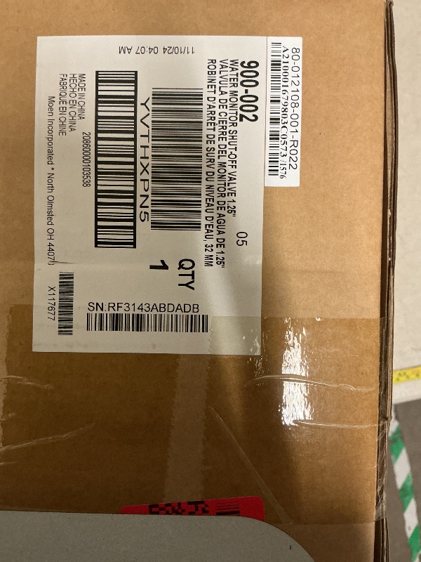 Photo 1 of Moen Flo Smart Water Monitor and Automatic Shutoff Sensor, Wi-Fi Connected Water Leak Detector for 1-1/4-Inch Diameter Pipe, 900-002