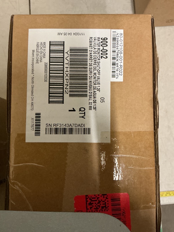 Photo 1 of Moen Flo Smart Water Monitor and Automatic Shutoff Sensor, Wi-Fi Connected Water Leak Detector for 1-1/4-Inch Diameter Pipe, 900-002