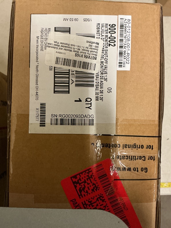 Photo 1 of Moen Flo Smart Water Monitor and Automatic Shutoff Sensor, Wi-Fi Connected Water Leak Detector for 1-1/4-Inch Diameter Pipe, 900-002