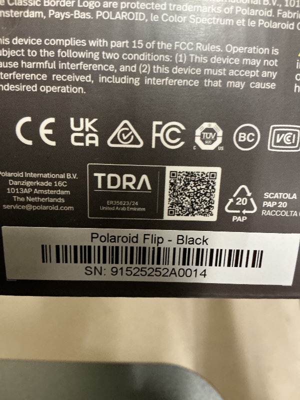 Photo 1 of Polaroid Flip Instant Camera + Color Film Bundle (16 Photos Included) - Black (6565) - Hyperfocal 4-Lens System, Sonar autofocus, and Sence Analysis with Bluetooth paired Companion app