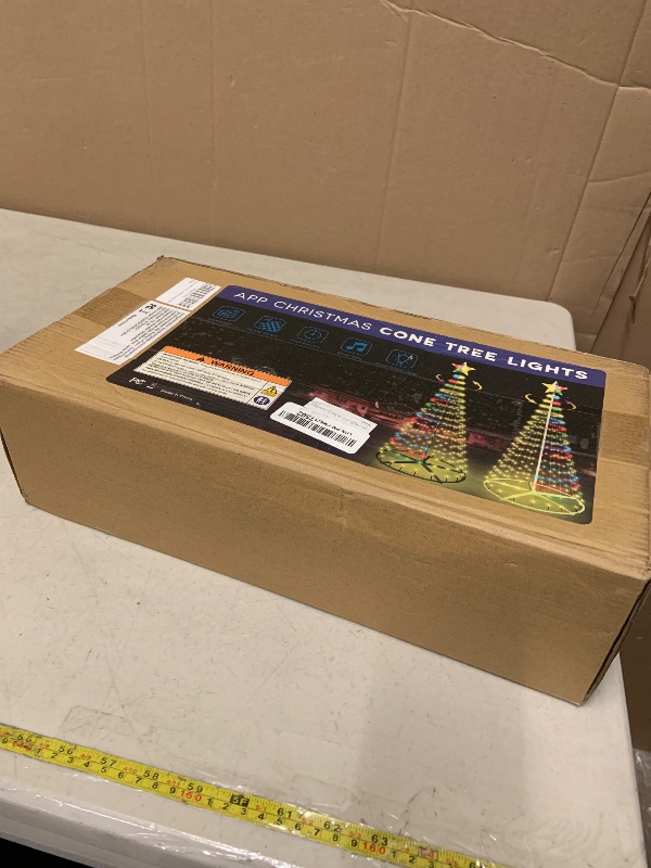 Photo 1 of 30+ Modes Smart Prelit Christmas Cone Tree with Lights - 6ft 296 LED App Control Color Changing Light Show Trees with Remote Timer Music Sync for Indoor Outdoor Yard (White Body)