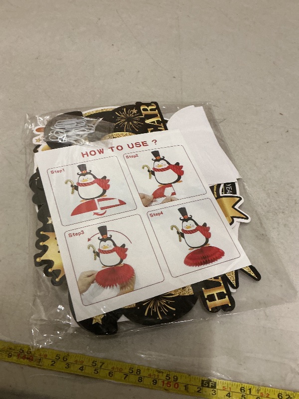 Photo 1 of 10Pcs Happy New Years Decorations 2026 Honeycomb Centerpieces, Black and Gold New Years Eve Table Decorations Centerpiece for 2026 New Year's Eve Supplies