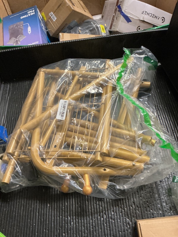 Photo 1 of Sakugi Clothes Rack - Double Rods Clothing Rack with Mesh Shelf, Hooks & Wheels, Metal Clothing Racks for Hanging Clothes & Bags, Multifunctional Garment Rack for Laundry, Gold, 28.7" x 16.5" x 59.1"