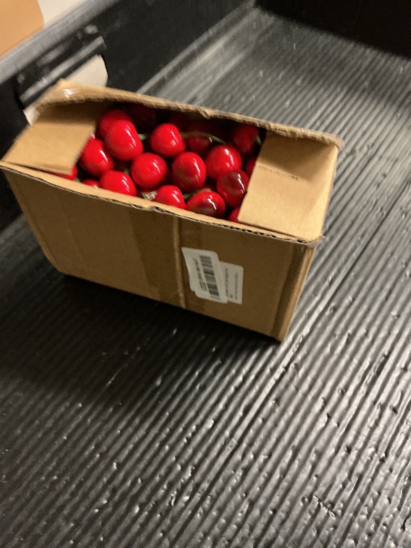 Photo 1 of 180Pcs Fake Mini Cherries, Artificial Faux Cherries Red and Red Black Cherry Decor, Fake Fruit Decor Simulation Cherry Model for Party Fruit Bowl Home Kitchen Photography Props