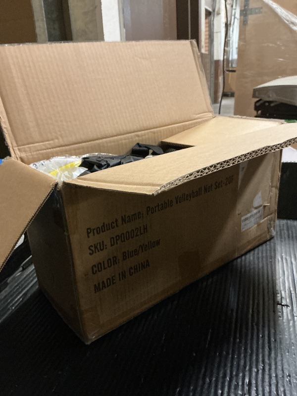 Photo 1 of 20FT Outdoor Volleyball Net Set System for Backyard Beach with Anti-Sagging Net, Iron Adjustable Height Poles, Soft PU Volleyball and Pump, Carry Bag - Instant Set Up & Durable (Blue and Green)