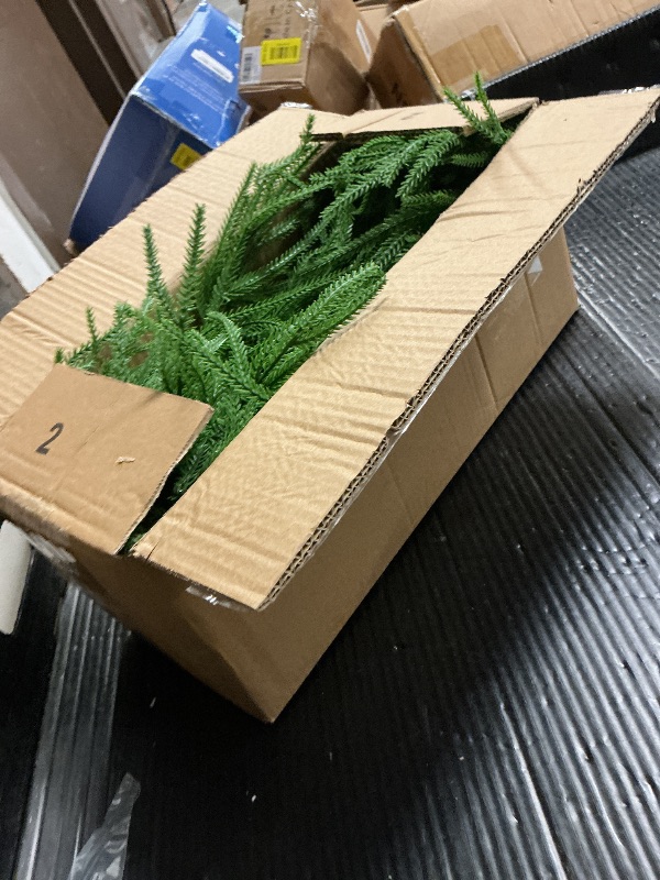 Photo 1 of 2-Pack 6FT Artificial Norfolk Pine Garlands, Hyperzoo Realistic Winter Pine Christmas Greenery Garland for Mantle, Staircase, Banister, Fireplace, Door, Table, Indoor & Outdoor Holiday Xmas Decortions