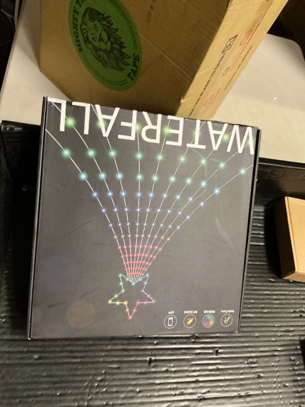 Photo 1 of 16.4FT Smart RGB Christmas Waterfall Lights with Star, APP & Remote Control, DIY Custom Light Show & Music Sync, Timer, 245 LEDs Color Changing Outdoor Decor for Xmas, Yard, Party