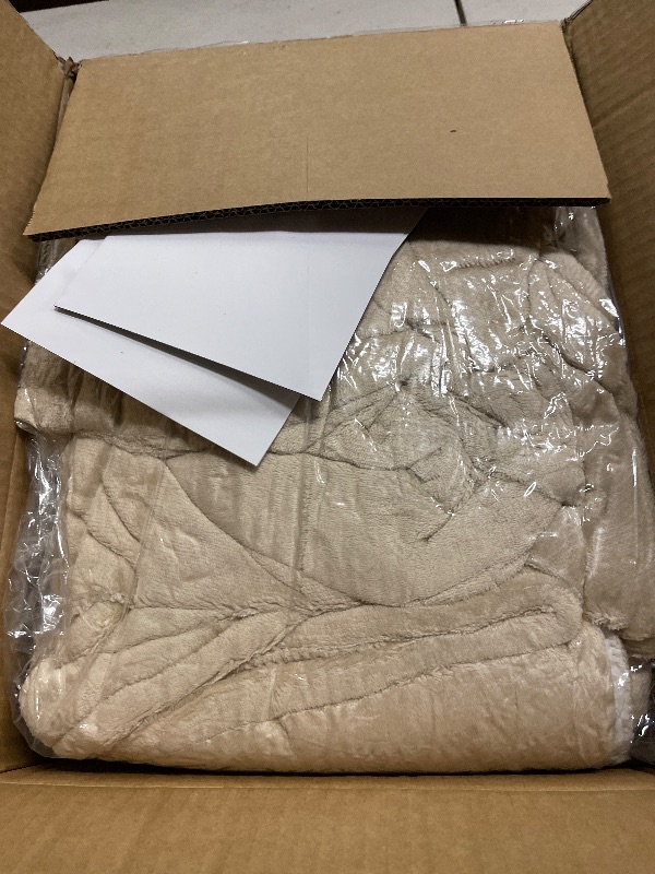 Photo 1 of Richtry Electric Blanket Wearable with Foot Pockets & Sleeves, Electric Heated Snuggle Blanket, Flannel & Sherpa Heating Throw with 10 Heat Settings, 1-12 Hours Auto Shut-Off, 50"×70", Beige