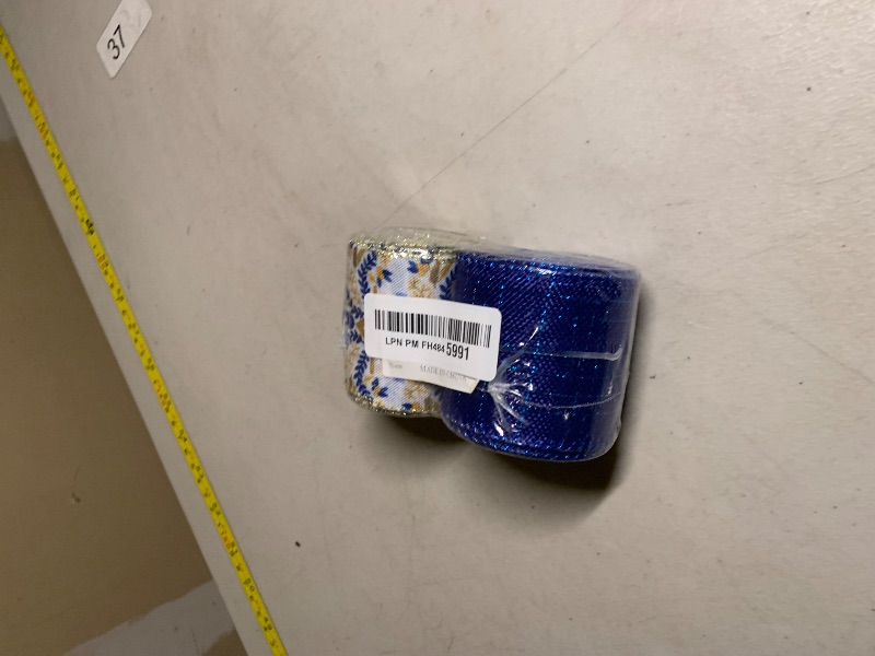 Photo 1 of 2 Roll 10 Yards Hanukkah Ribbons, 2.5" Star of David Wired Edge Burlap Ribbon Glitter Blue White Gold Jewish Christmas Branch Ribbon for Chanukah Party Decor Gift DIY Crafts Wreaths Bow