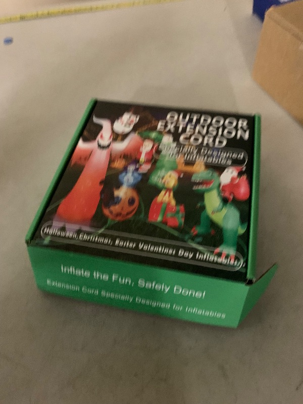 Photo 1 of 25FT Outdoor Extension Extension Cord for Halloween Christmas Inflatables with Multiple Outlets Green Electrical Cord with Multiple Plugs Outdoor Christmas Blow Up Decorations Light Extension Cords