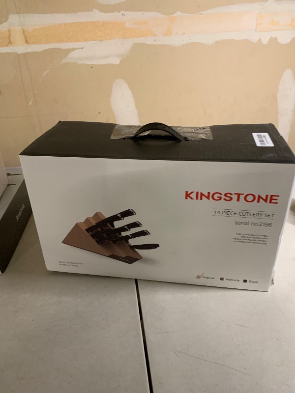 Photo 1 of KINGSTONE 14-Piece Knife Block Set, Precision-Honed High-Carbon Stainless Steel Knives with Long-Lasting Sharpness, Ergonomic Balanced Handles for Home & Serious Cooks, Natural