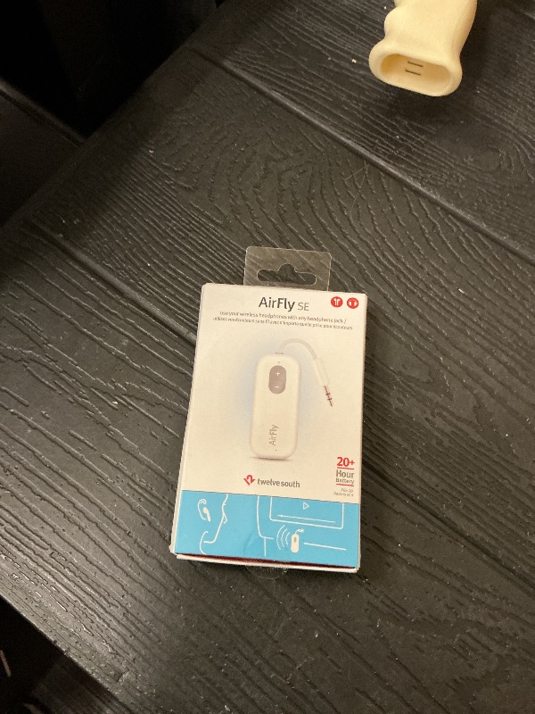 Photo 1 of Twelve South AirFly SE | Bluetooth Wireless Audio Transmitter Adapter for AirPods/Headphones, 20+ Hr Battery, Works with 3.5mm aux Jacks on Airplanes, TVs, Gym Equipment, and Travel
