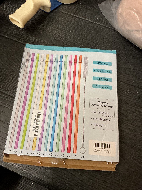 Photo 1 of 24 PCS, Reusable Straws with 4 Brushes, 10.5" Long Tritan Hard Plastic Straws, 12 Colors Translucent Replacement Drinking for 16OZ-32 OZ Tumblers, Cups, Jars, Stanley, YETI, Starbucks, BPA Free