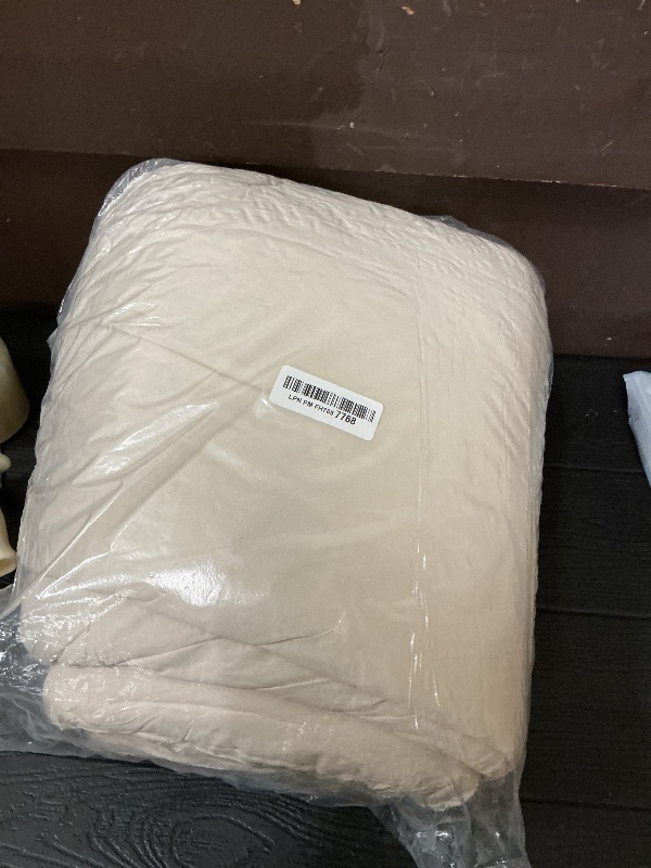 Photo 1 of Andency Super King Plus Ruffle Comforter Set, 3 Pieces Soft Farmhouse Shabby Chic Bedding Set, Lightweight Oversized California King Comforter Set 128x120 (1 Comforter 2 Pillowcases), Beige