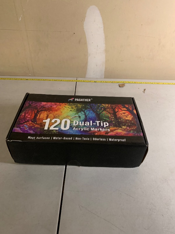 Photo 1 of 120 Colors Acrylic Paint Markers, Dual Tip Fine and Brush Tips Pens Contain 24 Metallic Color for Stone, Wood, Calligraphy, Canvas, Ceramic, Metal, Glass, Rock Painting, DIY Crafts Art Supplies Kit