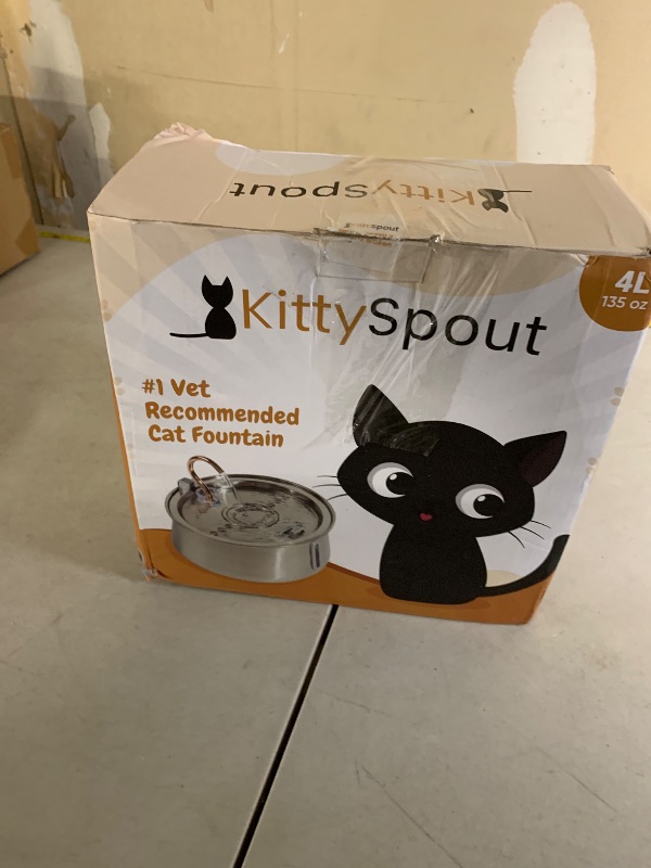 Photo 1 of KittySpout Stainless Steel Cat Water Fountain Automatic Drinking Fountain, Quiet Circulating Water Bowl, Dishwasher Safe, Indoor Pet Fountain for Hydrated Healthy Cats (Stainless Steel, 4L Corded)