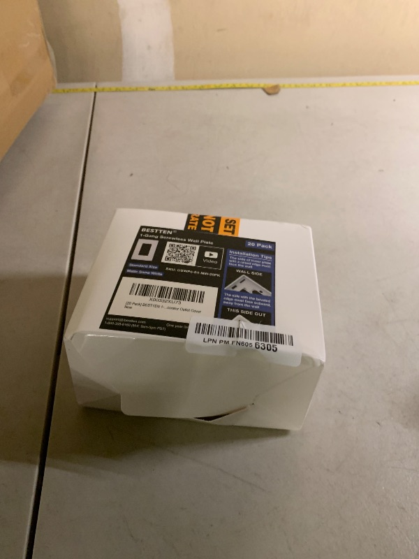 Photo 1 of (20 Pack) BESTTEN USWP6 Matte Snow White Series, 1-Gang Screwless Wall Plate, Decorator Outlet Cover, Decor Switch Plate, H4.69” x W2.91”, for Dimmer, USB, GFCI, Receptacle