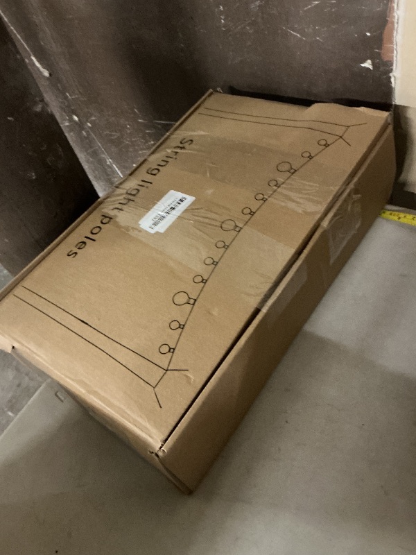 Photo 1 of 4 Pack 10 ft Heavy Duty Metal String Light Poles Adjustable Outdoor Lighting Stand for Patio,Backyard,Garden,Party & Wedding Rustproof & Sturdy with Hooks