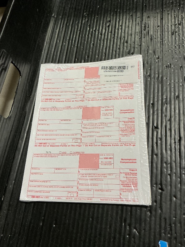 Photo 1 of 1099 NEC Forms 2025, 50 Pack 3 Part Laser Tax Forms Kit Pack of Federal/State Copy's, 1096's. Great for QuickBooks and Accounting Software, 2025, 1099-NEC 50 Pack