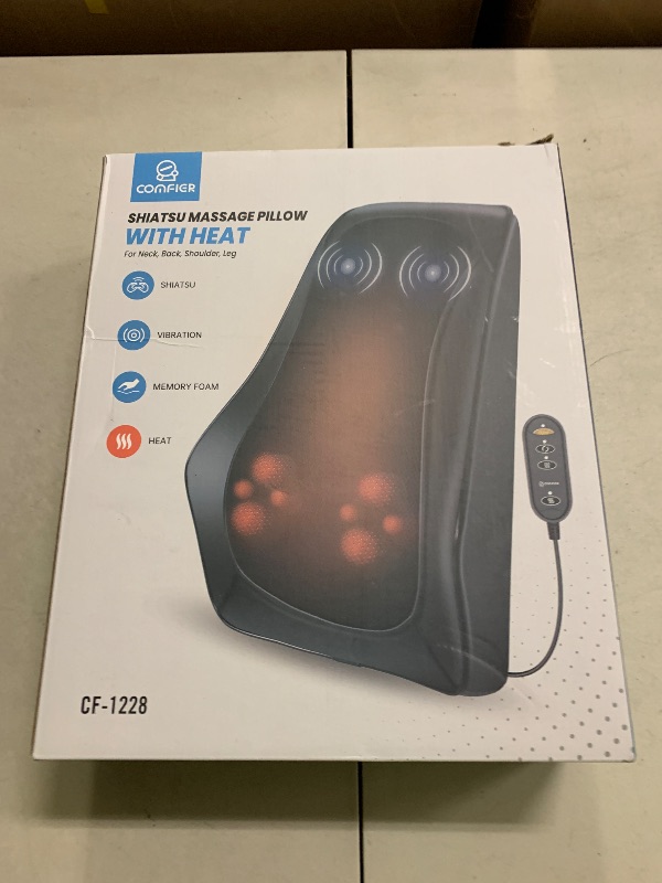 Photo 1 of COMFIER Back Massager with Heat,3D Deep Kneading Shiatsu Neck and Back Massager with Vibration & Heat, Neck Back Massage Pillow as Gift for Women Men-Home Office Use
