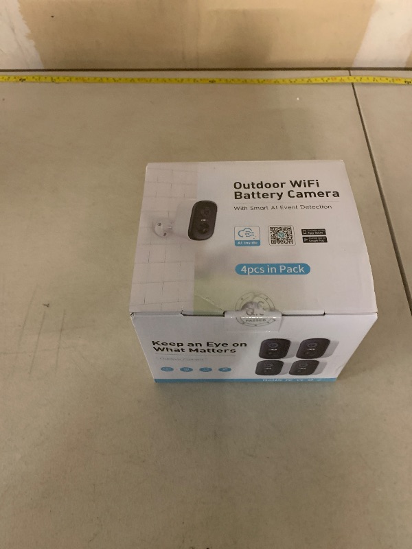 Photo 1 of Outdoor Security Camera Wireless, 2K Battery Powered WiFi Cameras for Home Security with AI Motion Detection, Color Night Vision, Siren Alarm, 2-Way Talk, IP66 Waterproof, Cloud/SD Storage (4 Pack)