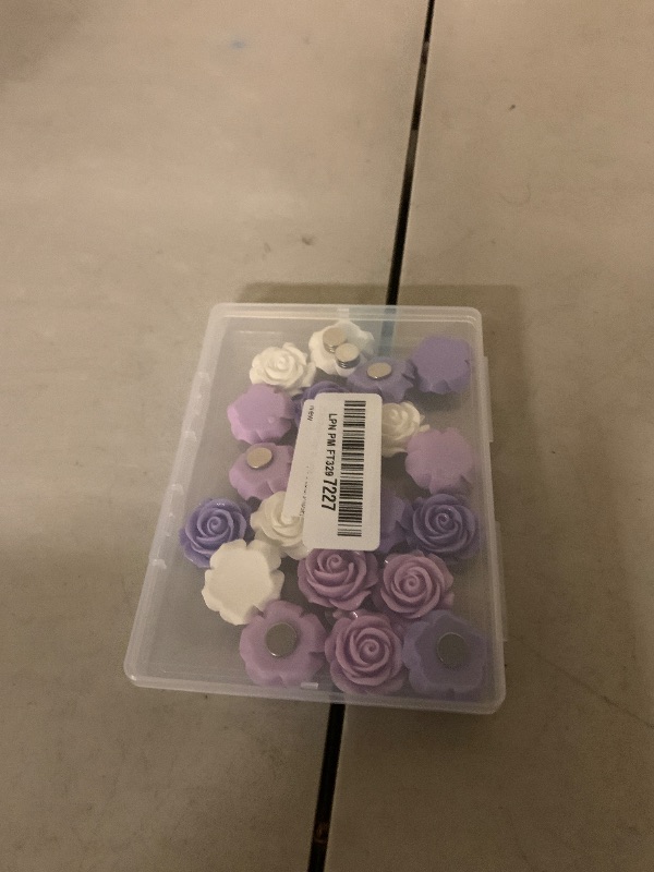 Photo 1 of 20 Pcs Rose Fridge Magnets, 1.1 Inch Cute Flower Fridge Magnets, 3D Colorful Refrigerator Decorative Magnet for Whiteboard Locker Cabinet (Purple-3 Colors-Rose)