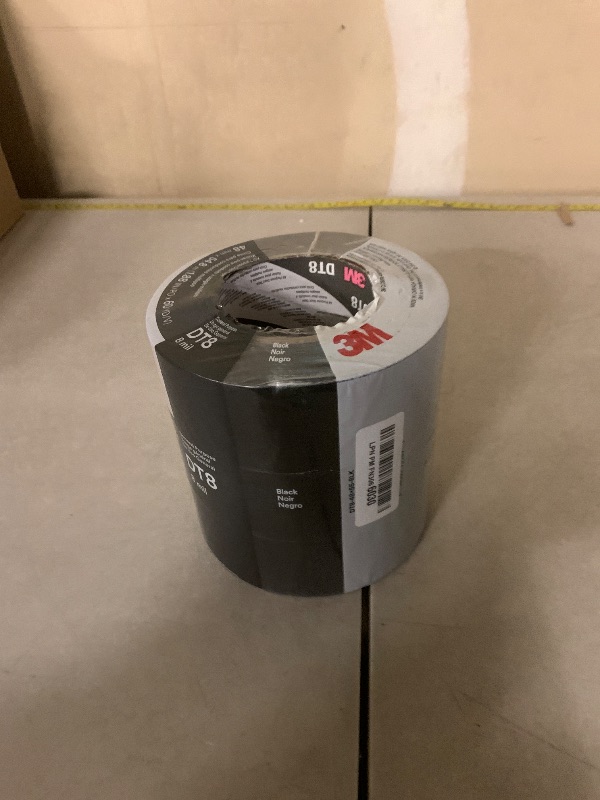 Photo 1 of 3M Duct Tape DT8, 3 Pack, Industrial Strength, Multi-Use, Black color tape, 1.88" x 60 yd, Tear by Hand, Professional Grade Adhesive, Perfect for HVAC, Bundling, Moisture Proofing, and Reinforcing
