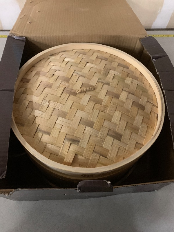 Photo 1 of 2 Tier Bamboo Steamer- 12" Baskets With Handle, Silicone Liner, Adapter, Molder Press For Cooking Vegetables Dumpling Press & Dough Cutter for Steaming Chinese Asian Food & Bao Bun, Dim Sum Potsticker