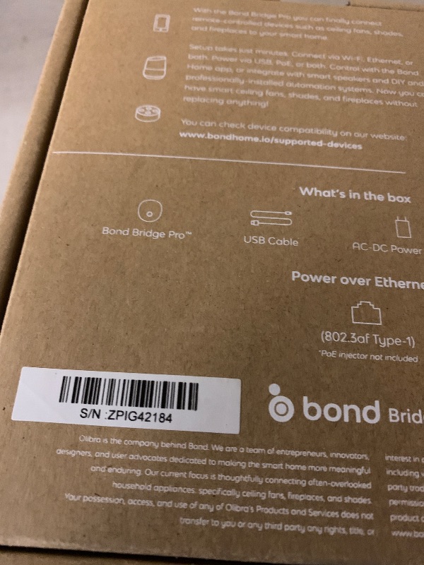 Photo 1 of BOND BRIDGE PRO | Add Wi-Fi to Motorized Shades | Ceiling Fans and Fireplaces| Ethernet port & PoE | Compatible with Alexa, Google Home and App