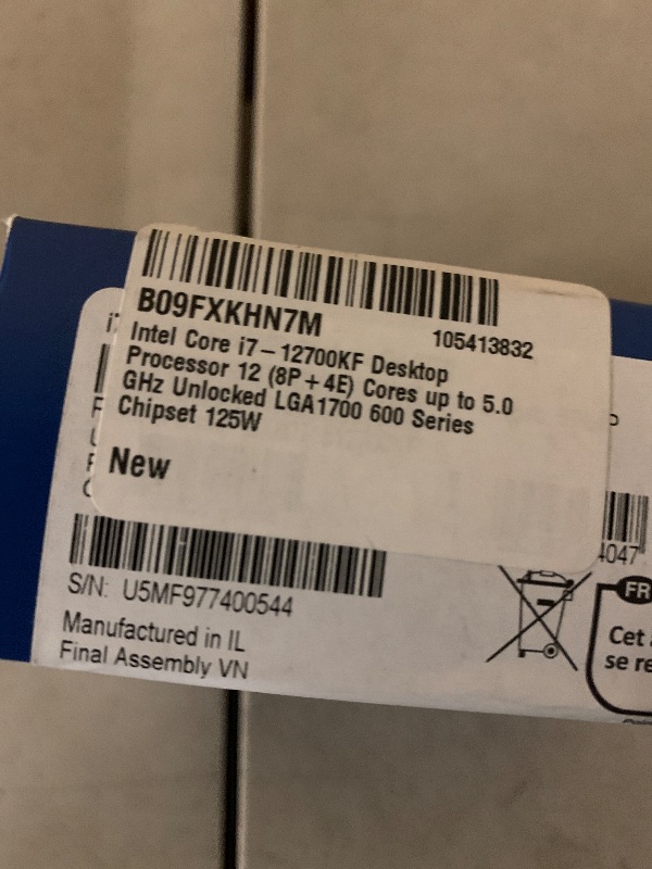 Photo 1 of Intel® Core™ i7-12700KF Desktop Processor 12 (8P+4E) Cores up to 5.0 GHz Unlocked LGA1700 600 Series Chipset 125W