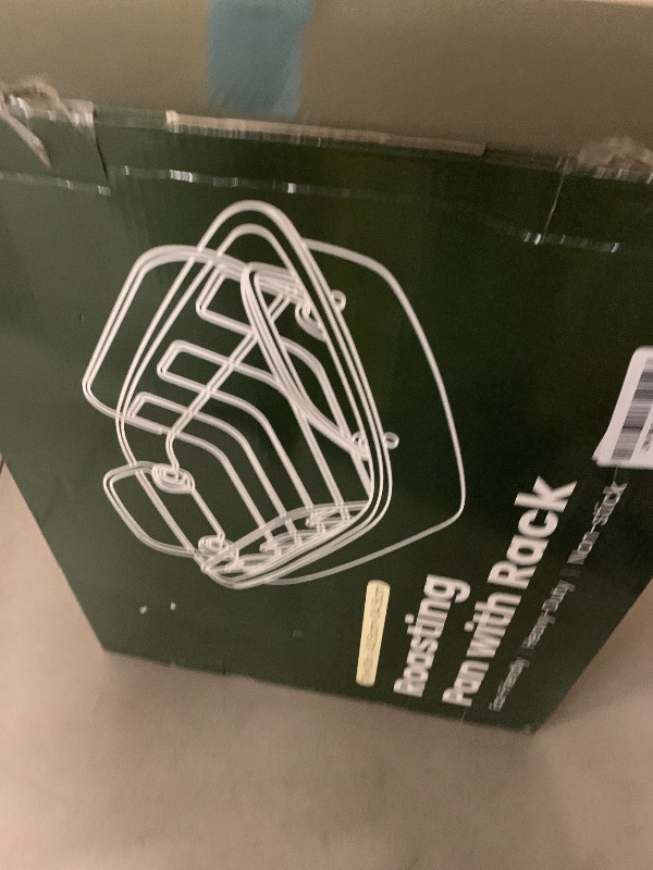 Photo 1 of 24lb Carbon Steel Nonstick Roasting Pan with Rack - BPA Free, Leak-Proof, 450°F Heat Resistant (17x13x4in) | Oil-Draining, Dishwasher Safe for Thanksgiving Christmas Turkey