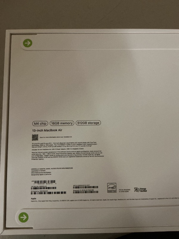 Photo 1 of Apple 2025 MacBook Air 13-inch Laptop with M4 chip: Built for Apple Intelligence, 13.6" Liquid Retina Display, 16GB Unified Memory, 512GB SSD Storage, 12MP Center Stage Camera, Touch ID, Silver