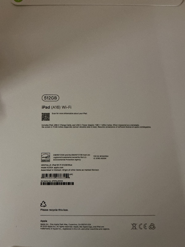 Photo 1 of Apple iPad 11-inch: A16 chip, 11-inch Model, Liquid Retina Display, 512GB, Wi-Fi 6, 12MP Front/12MP Back Camera, Touch ID, All-Day Battery Life — Blue