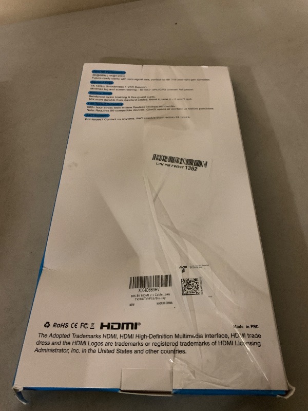 Photo 1 of 10K 8K HDMI 2.1 Cable 2-Pack 6.6FT, Highwings Certified 48Gbps Ultra High Speed Slim HDMI Cord,Support 4K@120Hz 8K@60Hz, HDCP 2.2&2.3, Dynamic HDR,eARC,DTS:X, Compatible with Roku TV/HDTV/PS5/Blu-ray