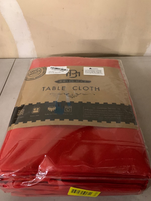 Photo 1 of BRILLMAX 6 Pack Red Round Tablecloths 108 Inch for 48” Tables - 150 GSM Polyester Fabric, Floor Length Drop, Water, Stain & Wrinkle Resistant Cloth Cover for Wedding Reception Banquet Dining Party