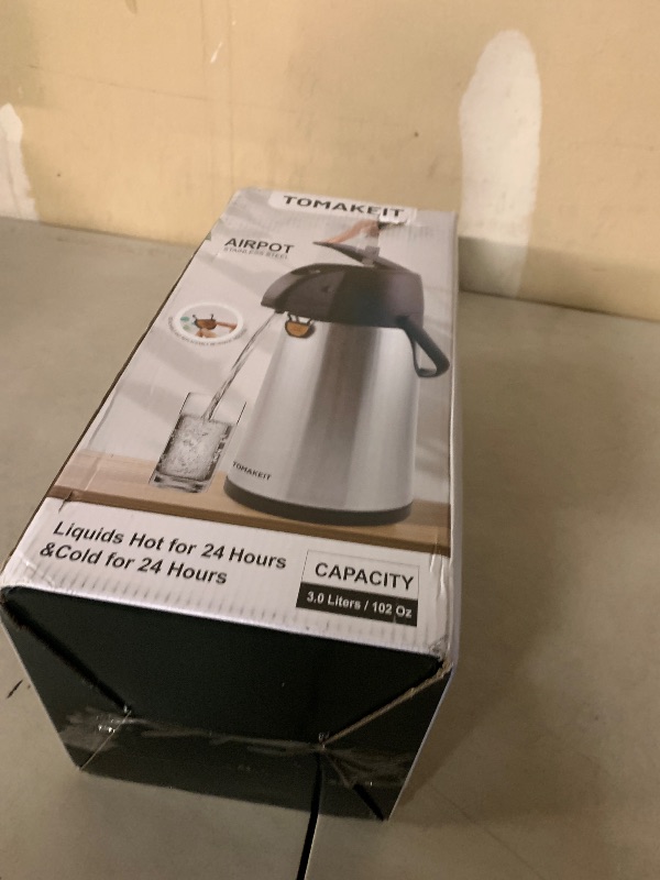 Photo 1 of **DAMAGED** TOMAKEIT Airpot Coffee Dispenser Thermal with Pump,3L/102 Oz Insulated Stainless Steel Large Airpot Coffee Carafe Lever Action for Hot/Cold Water,Thermal Carafe for Hot Cocoa for Parties