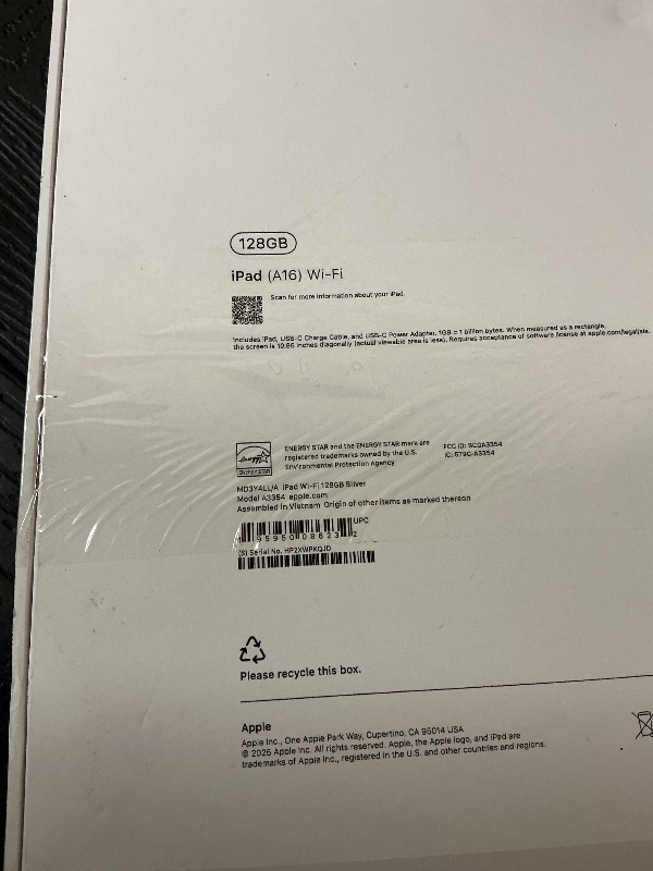 Photo 1 of Apple iPad 11-inch: A16 chip, 11-inch Model, Liquid Retina Display, 128GB, Wi-Fi 6, 12MP Front/12MP Back Camera, Touch ID, All-Day Battery Life — Silver